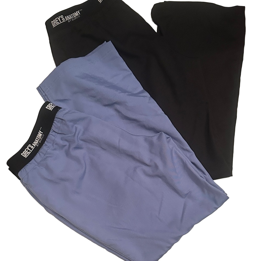 Grey's Anatomy Active Black and Light Blue Scrub Pants Size MP